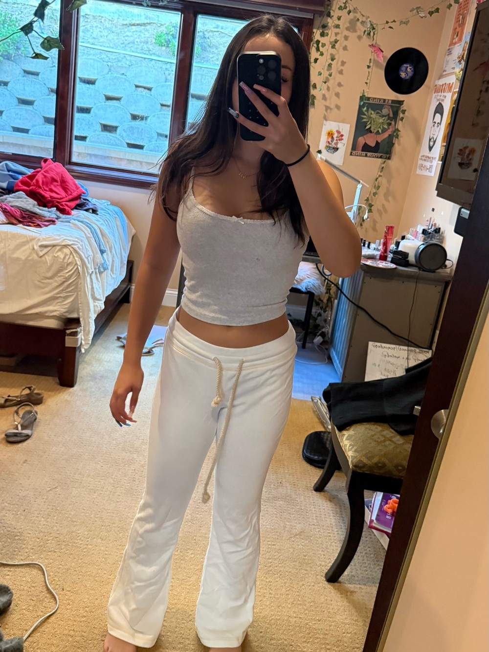 Edikted Cream Drawstring Lounge Pants